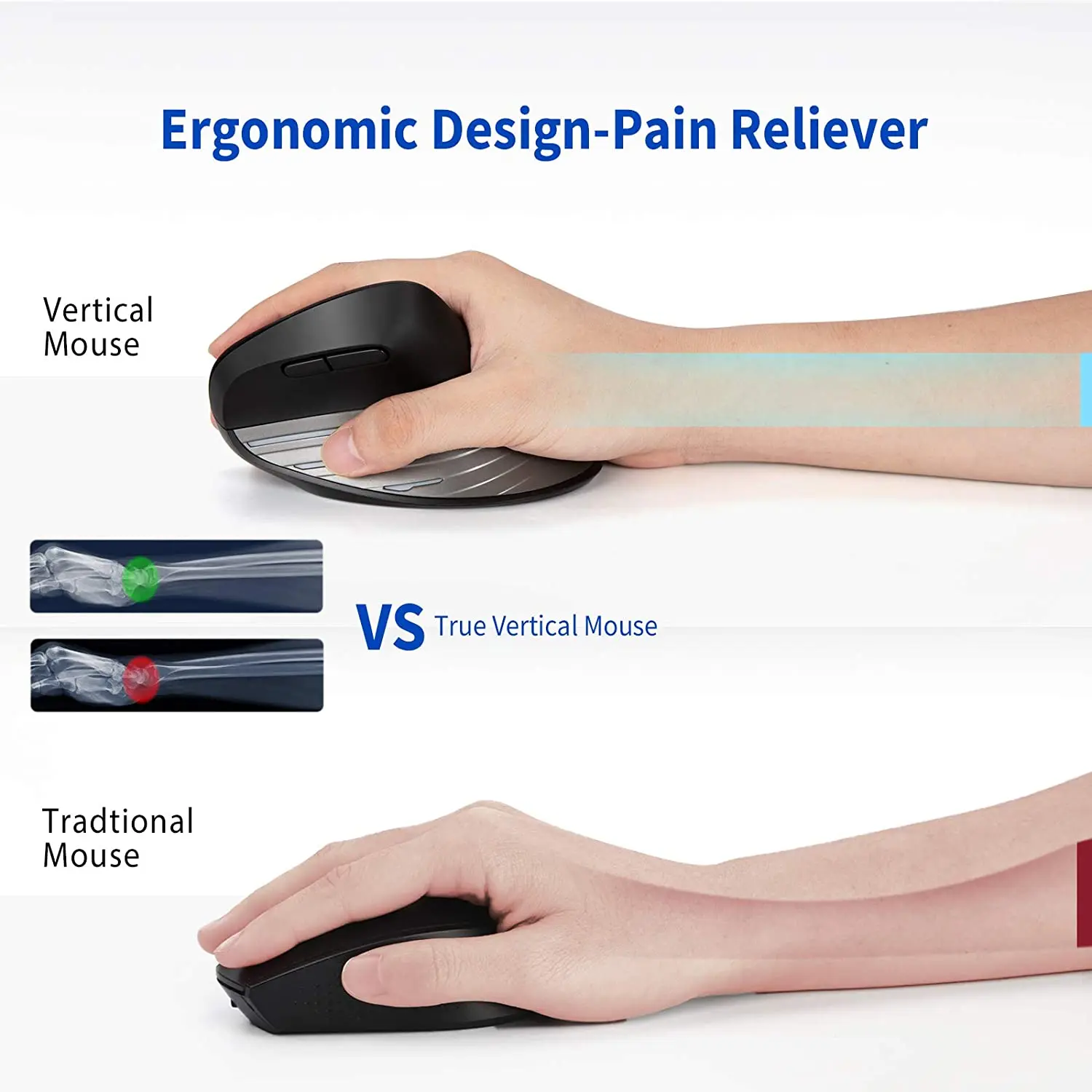 Factory new release Multi Device Vertical Mouse wireless Ergonomic Mouse Rechargeable BT  Mouse 5 Button and 3 DPI