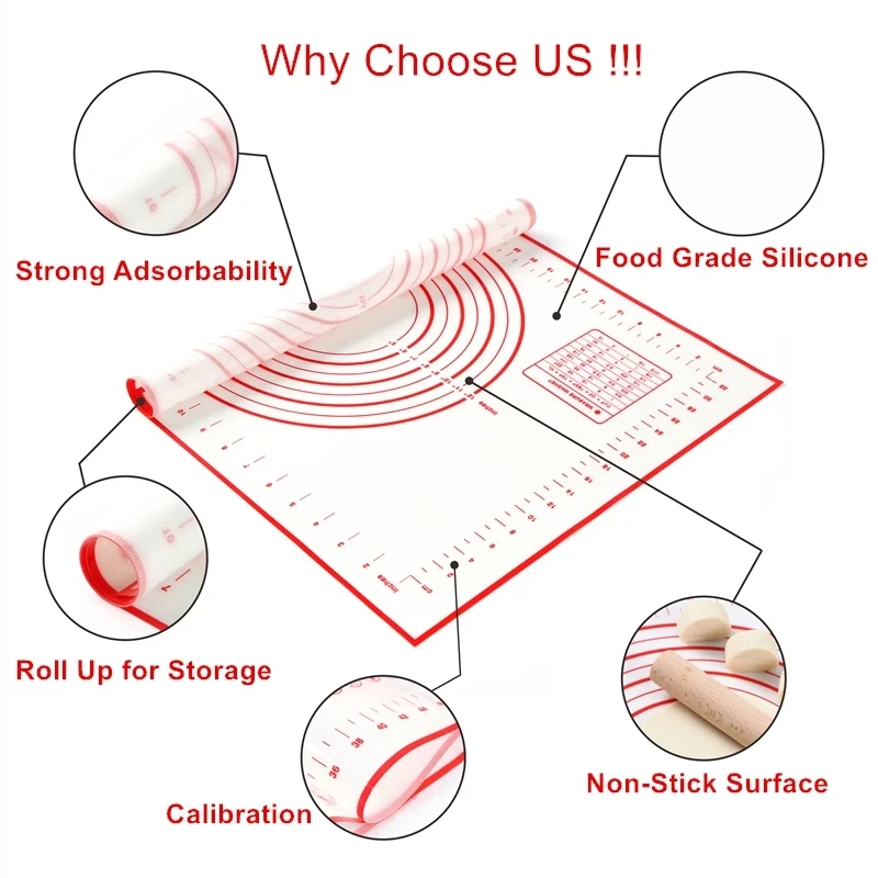 Cheap Silicone Non-Stick Baking Pads Flour Rolling Scale Mat Baking Pastry Rolling Mat Kneading Dough Pad