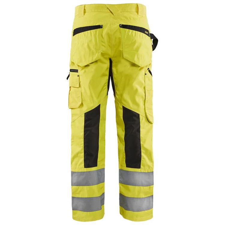 High Quality Safety Work Trousers Multi Pockets Cargo Work Pants Men Reflective Hi Vis Workwear Trousers