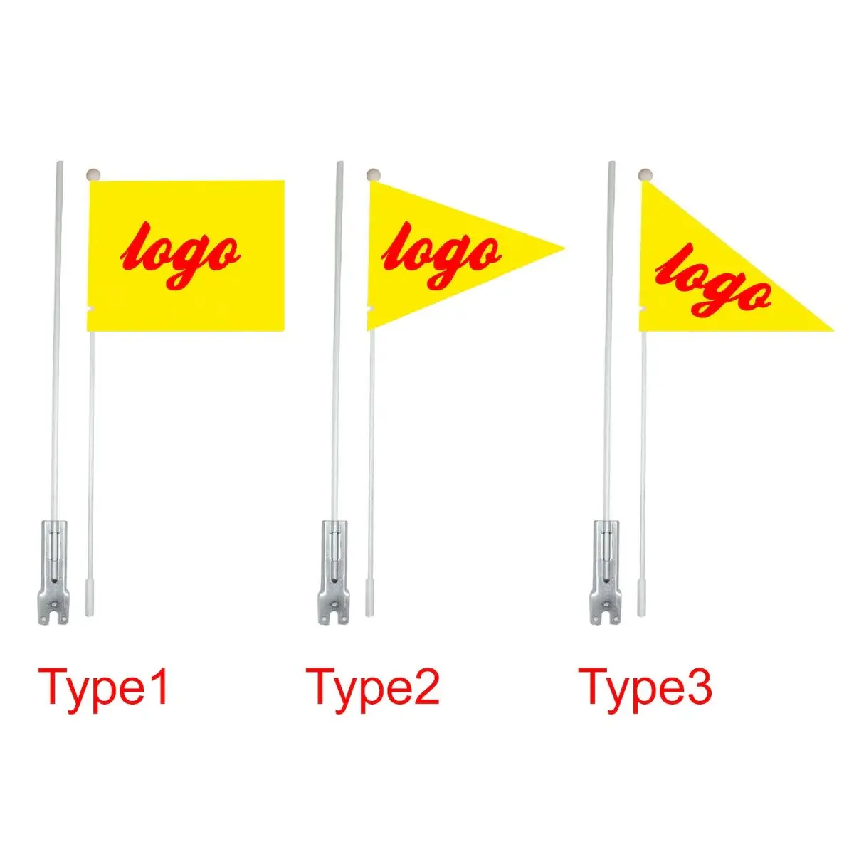 Custom Logo Adjustable Height Go Kart Bicycle Trailer Flag with Fiberglass Pole Waterproof Safety Flags For Outdoor Drive Banner