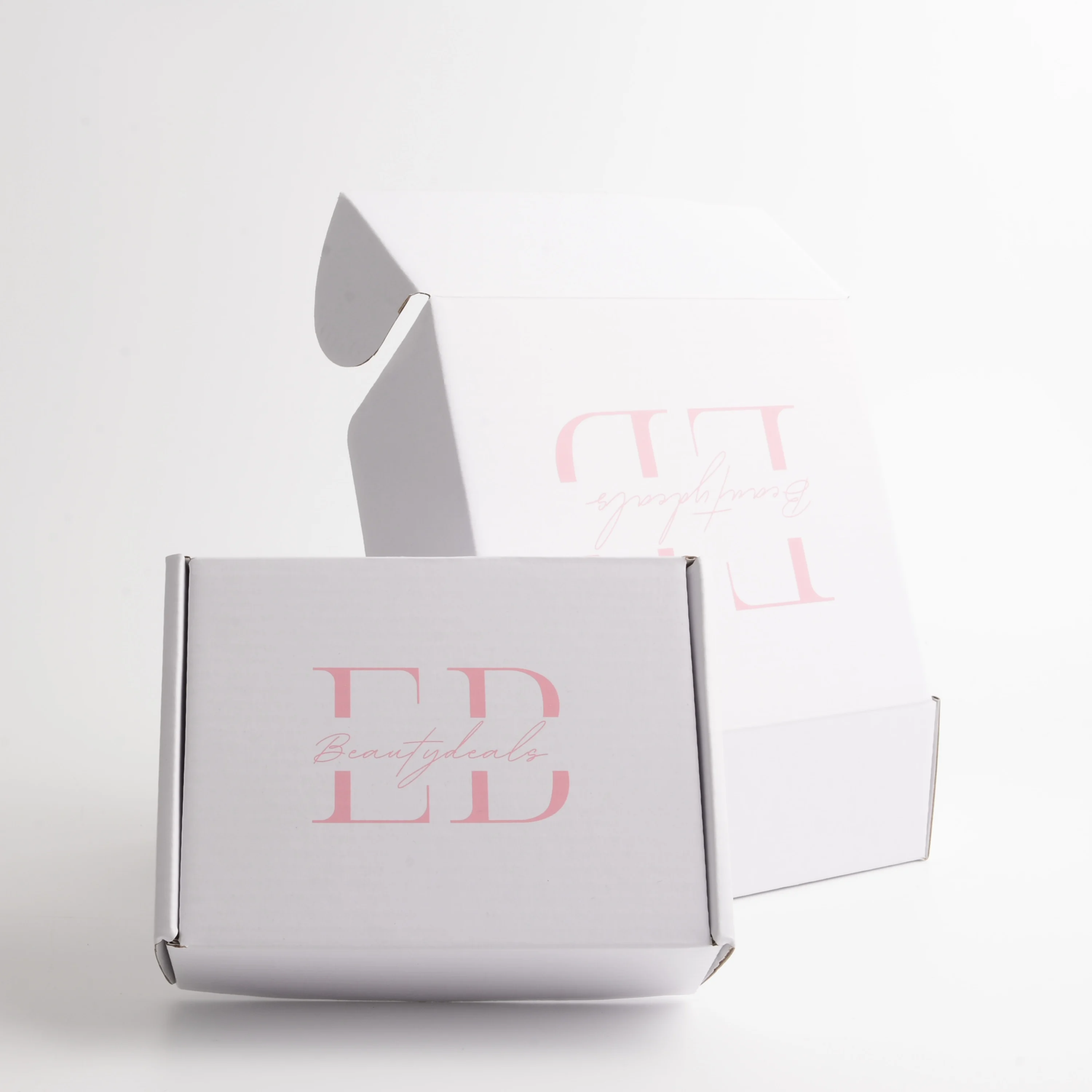 White Color Background And Inside Custom Single Flute Mailing Paper Box Printing