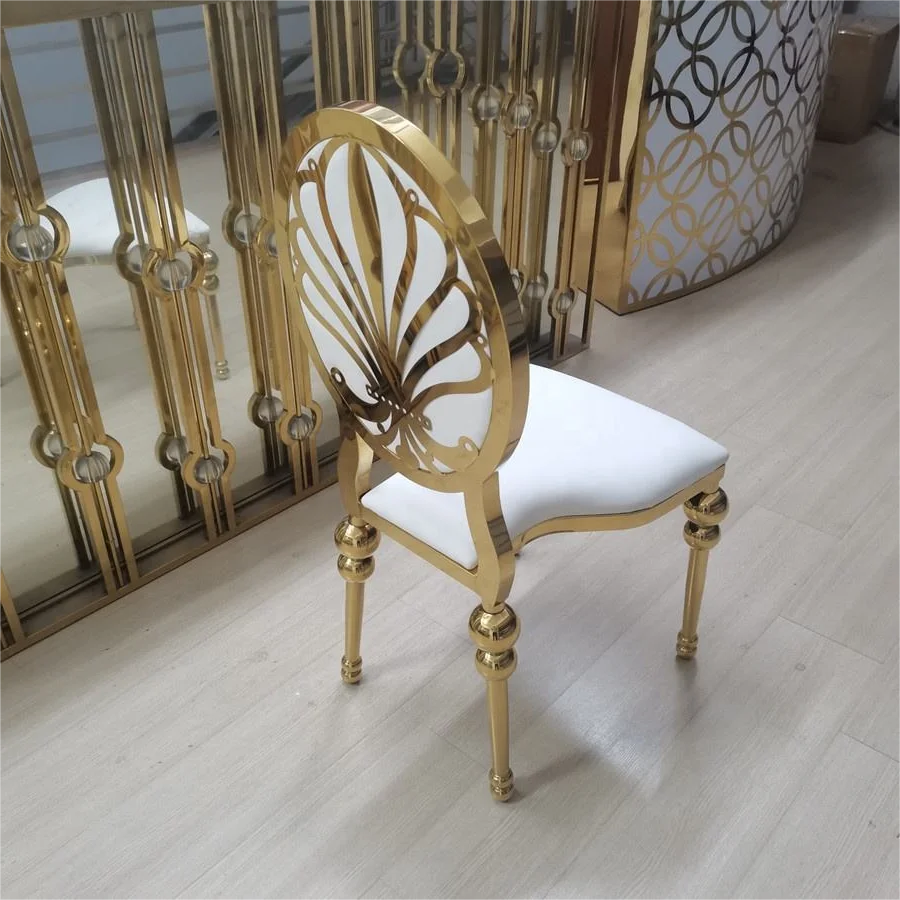 New design stackable rose gold X legs hotel banquet wedding event stainless steel chair