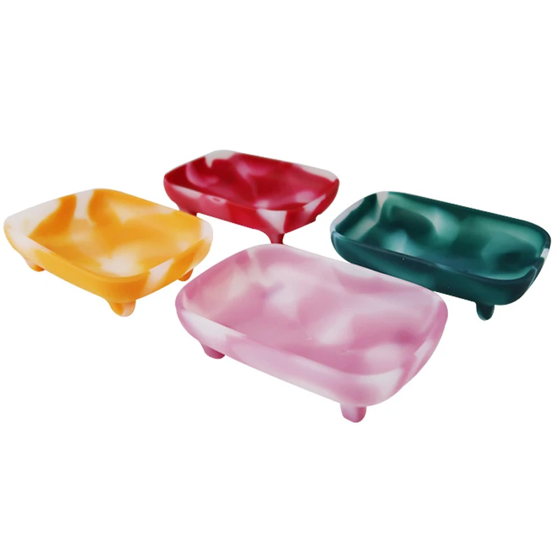 Wholesale Silicone Soap Dish with Self Drainage Non-slip Soap Saver Tray for Bathroom Kitchen Sponge Rubber Pad Soap Drainer Hol