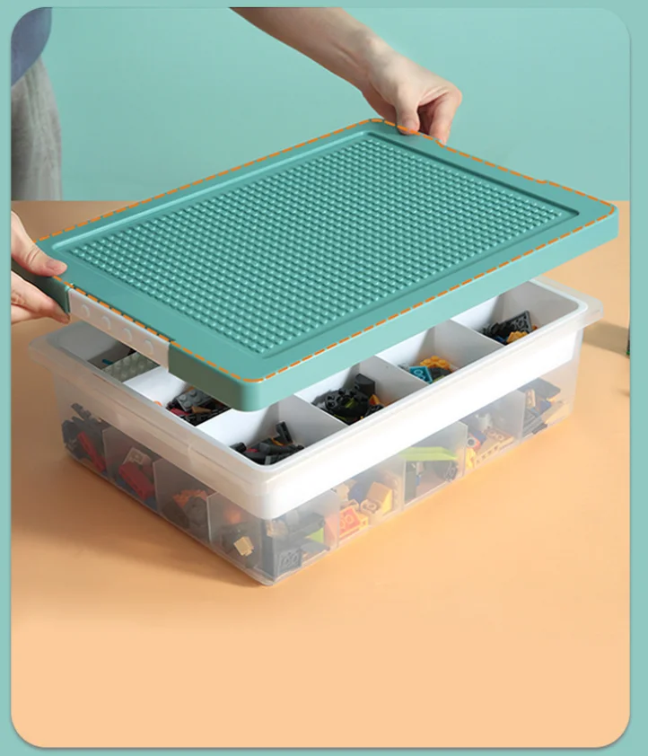 Multi-functional Plastic transparent double layer LEGO Storage Boxes storage organizer with Lid