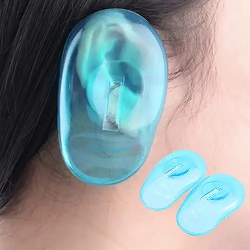 HOT 2 Pcs Blue Clear Silicone Ear Cover Home Salon Hair Dye Shield Ear Protector Hair Dye Supplies Hairdressing Salon Use