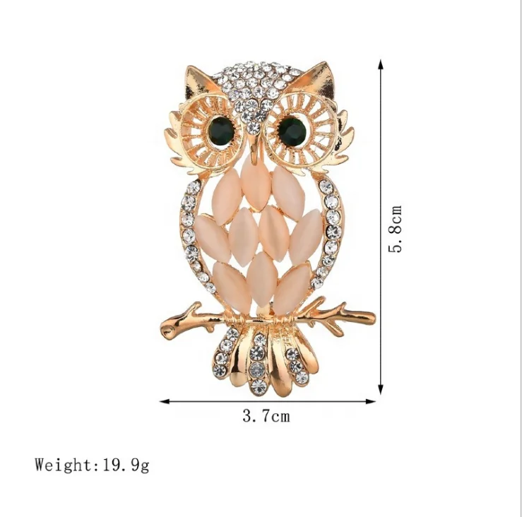 Stone owl brooches cute animal crystal brooches pins women girls birds clothes jewelry brooch buckles