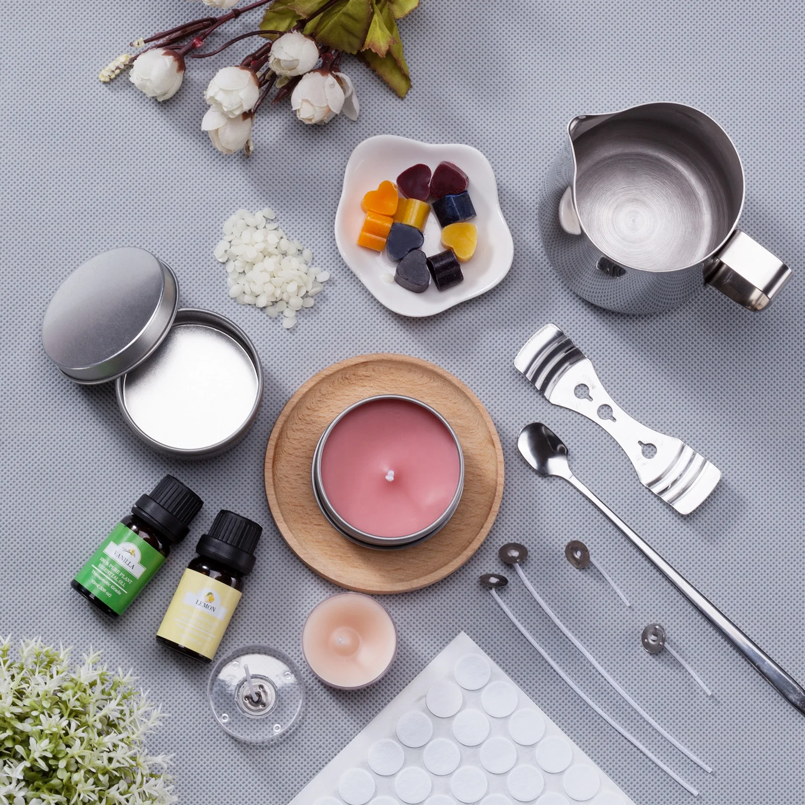 Candle Making Kit for Adults Beginners - Soy Candle Making Kit Includes Soy Wax, Scents, Wicks, Dyes, Tins, Melting Pot & More D