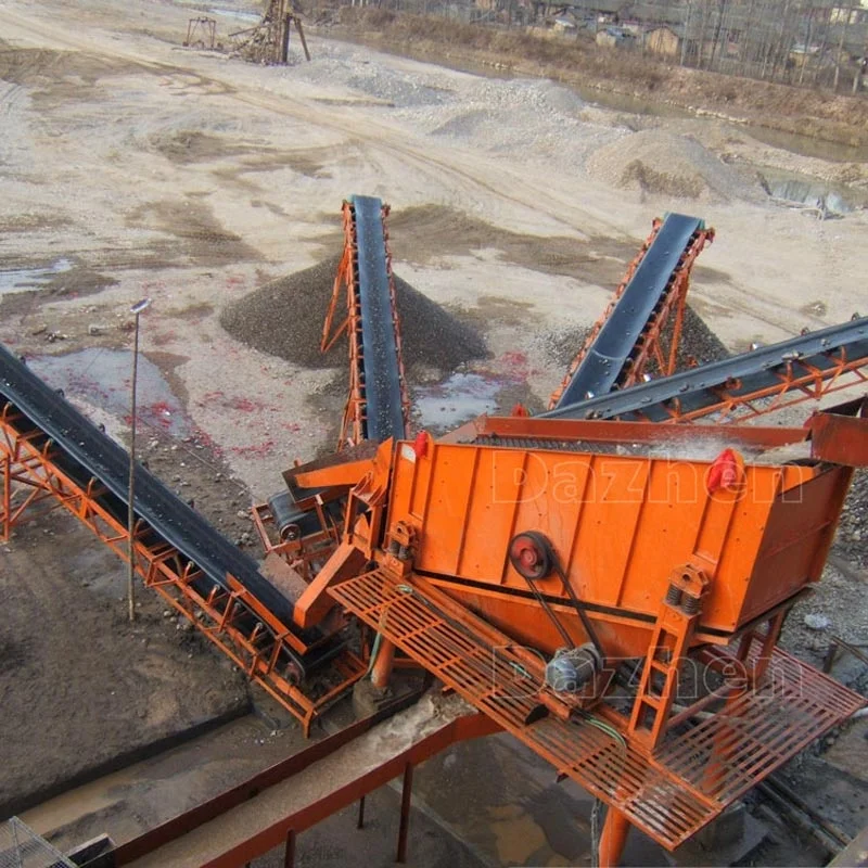 YK1236 mobile inclined circular type gravel vibrating screen with belt conveyors