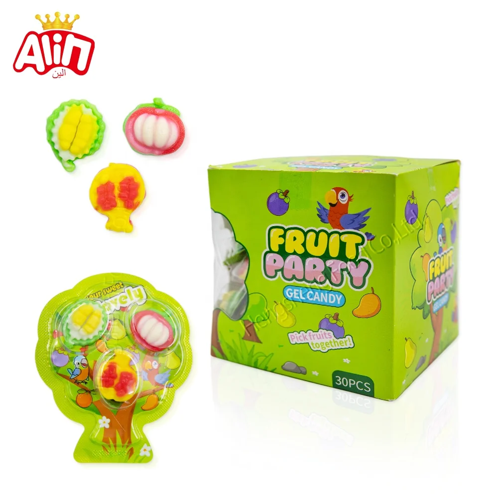 Chinese confectionery manufacturer Box 3D fruit pie on fruit tree shape packaging chewy gummy candy