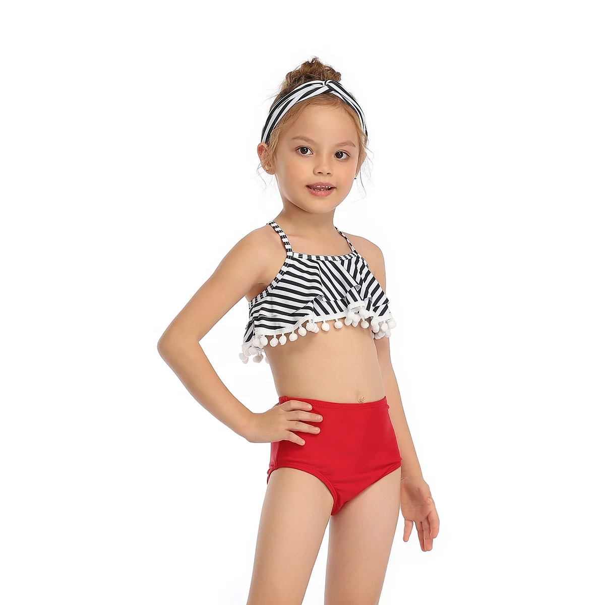 New Arrival Summer Girl Children Stripe Swimwear Baby Girl Bikini 2pcs Sets Kids Bathing Suit