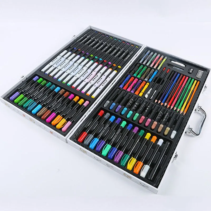 Deluxe 104pcs painting watercolor pen highlighter erasable pencil marker Children gift painting art Set