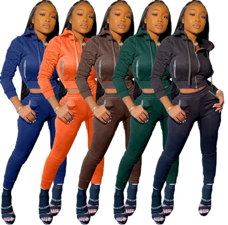 Оптовая продажа с фабрики, осень 2021, толстовка со стразами и логотипом на заказ, женская одежда, высококачественный костюм с длинным рукавом и капюшоном для бега