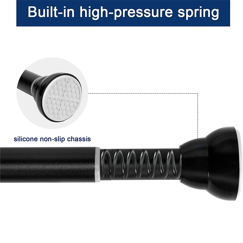 Indoor Stainless Steel Adjustable Rod Telescopic Non-perforated Curtain Rods For Bathoon Bedroom Fixed Between Wall Curtain Rods