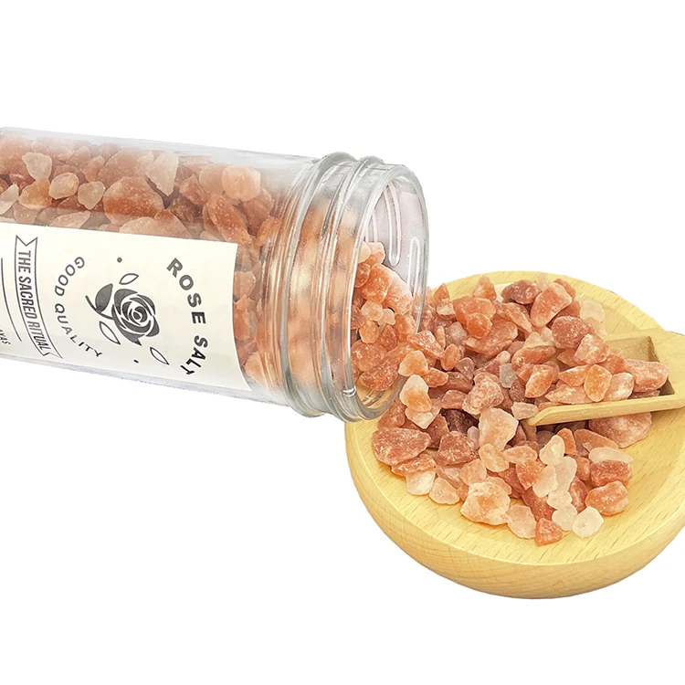 Detox Spa relaxing scent Crystal Bath Sea salt with Lavender seed & Rose petal  in glass bottle soaking bath salt