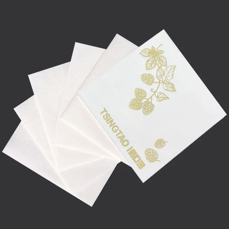 Cheap price hot selling 2ply 23*23cm customizable 1-2 color logo disposable personalized serviette cocktail beverage napkins