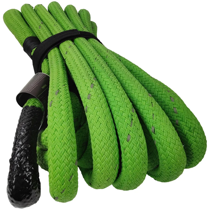 25mm 9m Reflective Kinetic Recovery Tow Rope Heavy Duty Nylon Double Braided with Soft Shackle