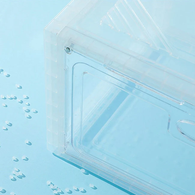 Stackable Foldable Front/Side Open Shoe Storage Box with Clear Magnetic Door Large Plastic Sneaker Organizer Display Case