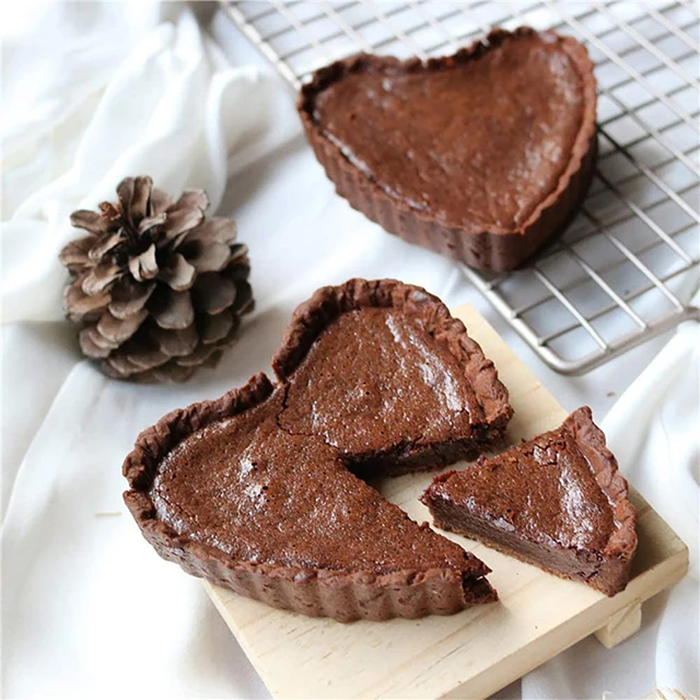 MJ Cake tools non stick coating heart baking dish removable loose bottom 4 inch pie egg tart pan