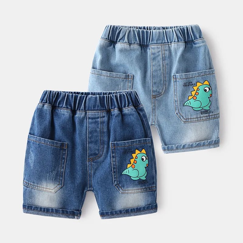 Fashion children kids boys cartoon jeans short pant denim pants baby jean clothing for wholesale