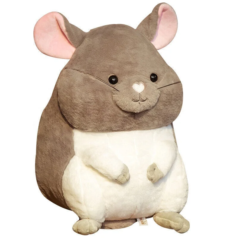 Manufacturers custom realistic animal pillow toys new sitting chinchilla mouse plush doll wholesale