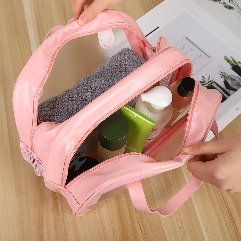 Travel Tote Makeup Wash Bags Printed Silicone Custom PVC/TPU Clear Zipper Custom Toiletry Waterproof Transparent Cosmetic Bag