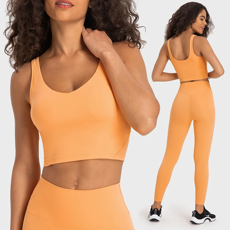 AW2054DQ Lulu Buttery Soft Align Yoga Push Up Tank Top Shock Proof Fitness Yoga Crop Top longline sports bra