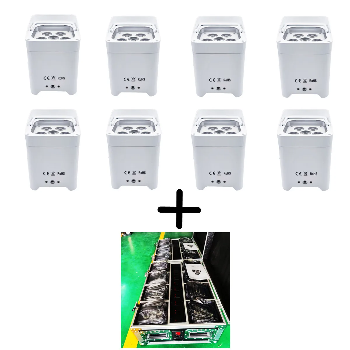 8pc 6*18w RGBWA UV 6in1 Mini Rechargeable Wireless DMX Battery PAR Light wifi mobile dmx512 uplight With Charging Flight Case