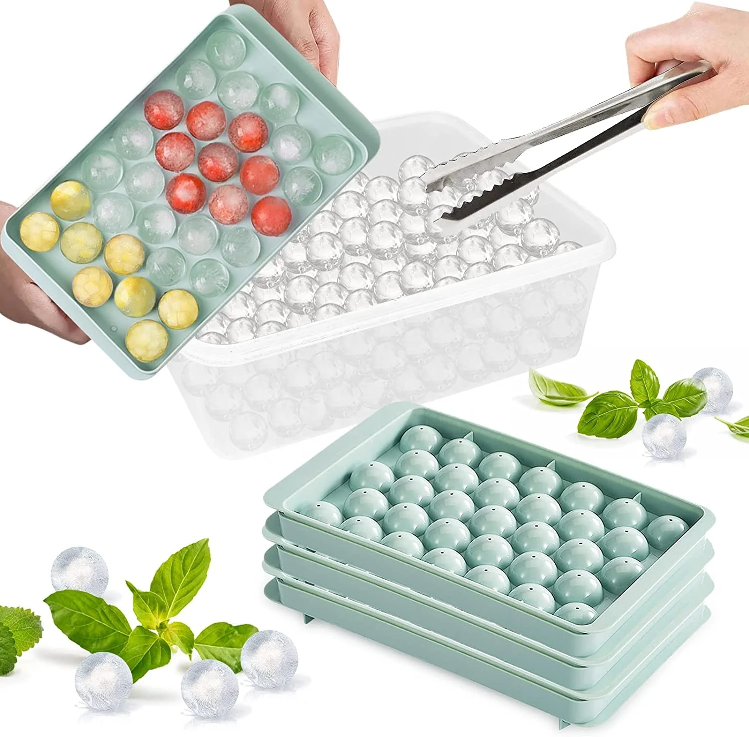 Новый дизайн Amazon, тонкая форма для льда, силиконовый лоток с крышкой, 33 силиконовых лотка для льда