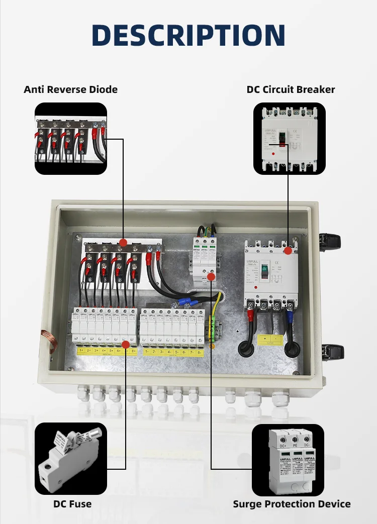 USFULL Hot-selling 2 String to 24 String PV Array Solar Stings IP65 1000V DC Customization Available Junction Box