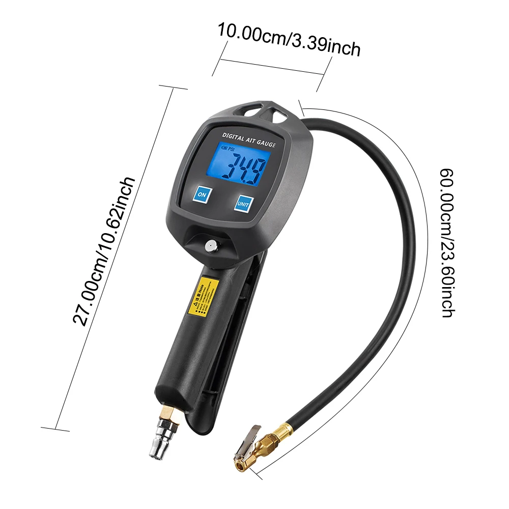 Digital LCD Display Tire Pressure Gauge High-precision Monitoring Inflatable Gun Car Tire Manometer With Hose