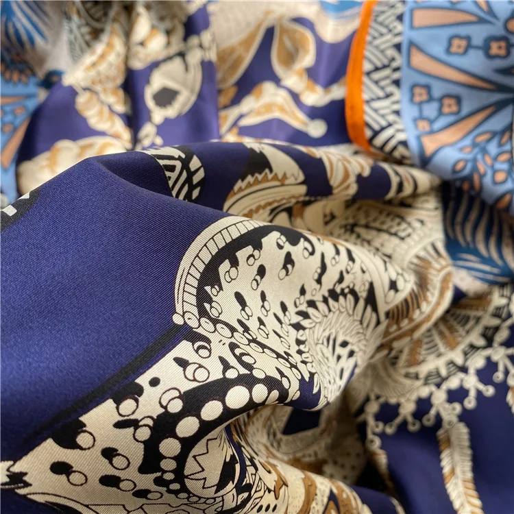 Excellent Scarf Custom Print Custom Logo Design Silk Scarf Digital Printed Twill Scarf Natural Silk