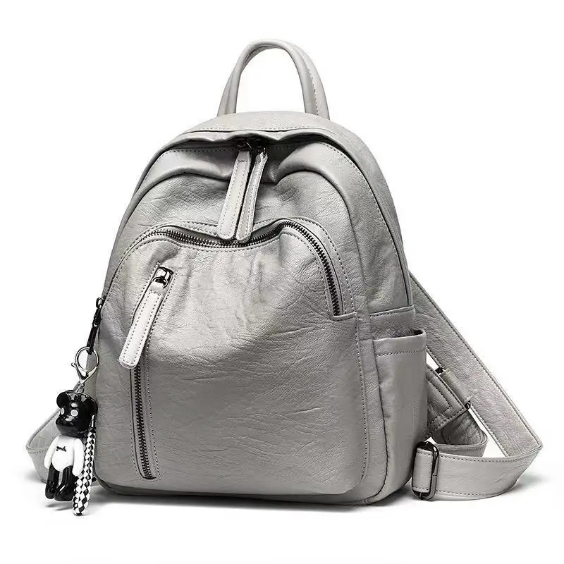 2023 new fashion pure color other women and girls PU leather backpack for daily use