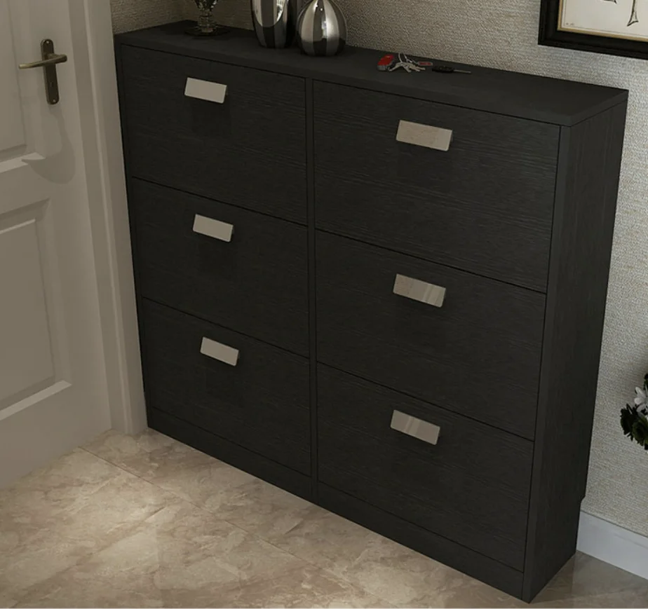 Black Color Big Storage Cabinet for Shoes Rack With Stool Free Combination Living Room Furniture