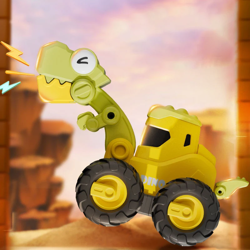 FiveStar Beach Engineering Dinosaur Car One Press Go Toy Plastic Truck Vehicle Children Toys Outdoor Playing