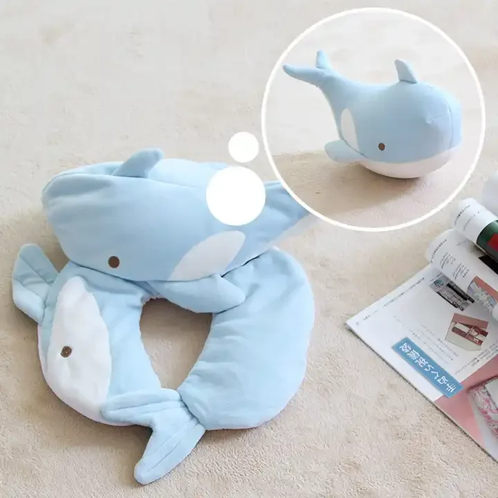 Stuffed Spandex Fabric Printed Animal Shaped Toy 2 in 1 Reversible Embroidered Travel Pillow Portable