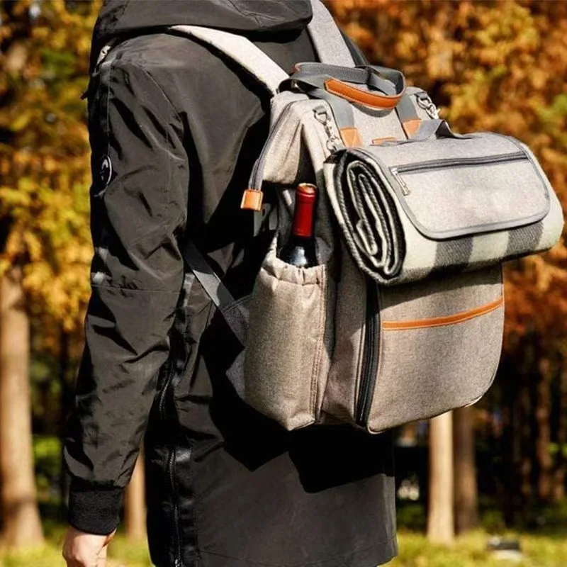 New Picnic Cooler Bag with Insulated Compartment Bottle Holders and Waterproof Picnic Bag Perfect for Hiking, Beach, Camping