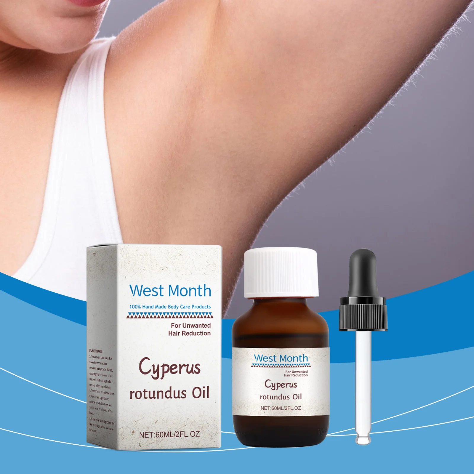 100% чистое масло Cyperus Rotundus естественное уменьшение роста волос на теле для женщин и мужчин 60 мл