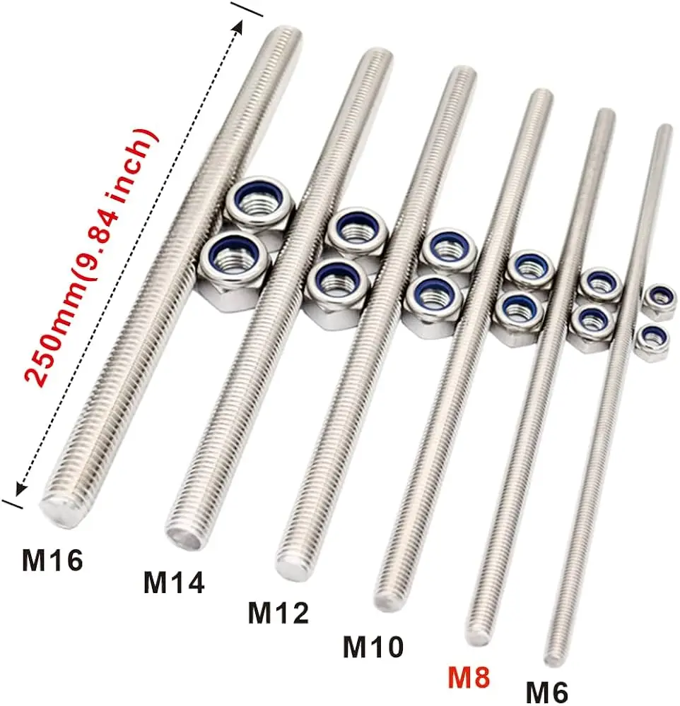 Fully Threaded Rod Long Metric Threaded Screw 304 Stainless Steel Right Hand Threads