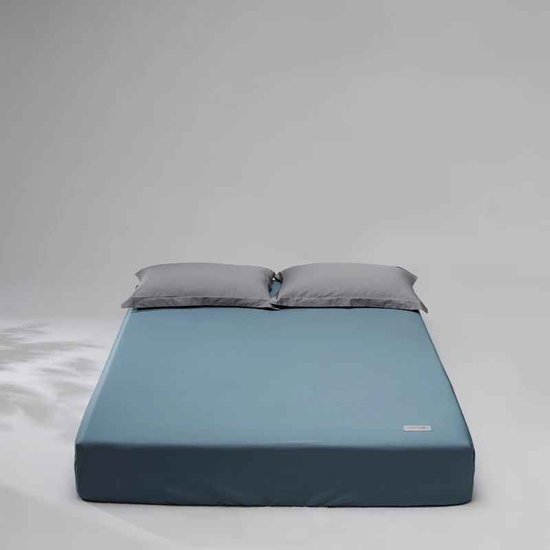 100% Long-Staple Cotton Bed Mattress Cover With Label Queen Size 180*200cm Home Textile Fitted Sheet Customized Bedding Set 1pc