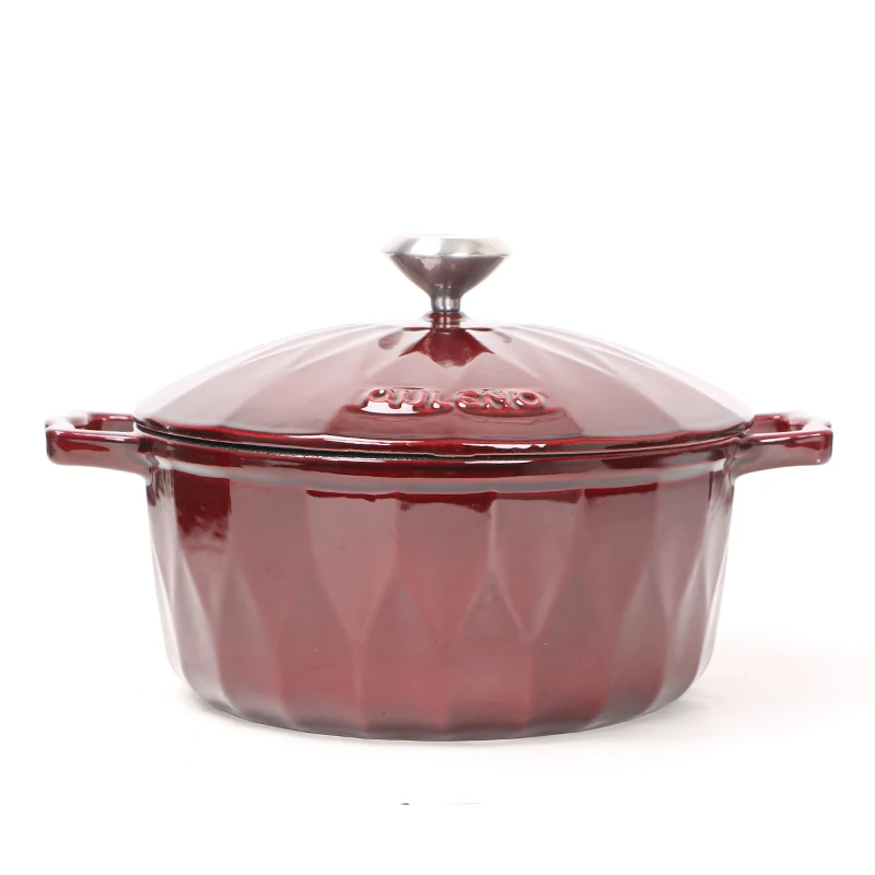 QULENO Cast Iron Enamel Cooker Brilliant Black Aristotle Ornate Design No Touch Metal Button Upgraded Features for Soup Cooking