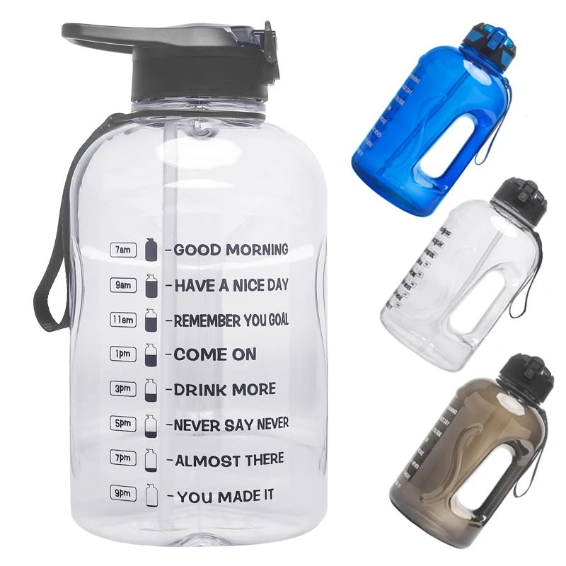 Wide Mouth 2.2L Plastic Water Bottles Bodybuilding Half Gallon 2.2L PETG WaterJug for Health