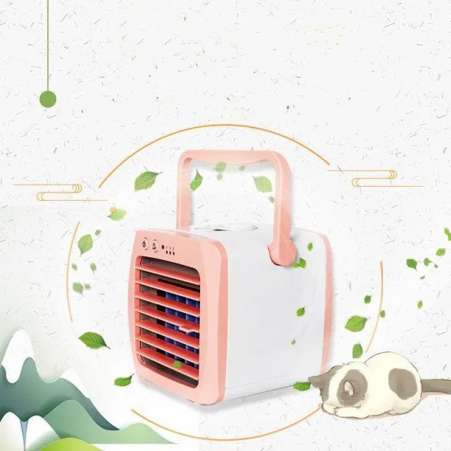 
mini cartoon portable rechargeable usb handheld desk and household electric bladeless cool fan with water 