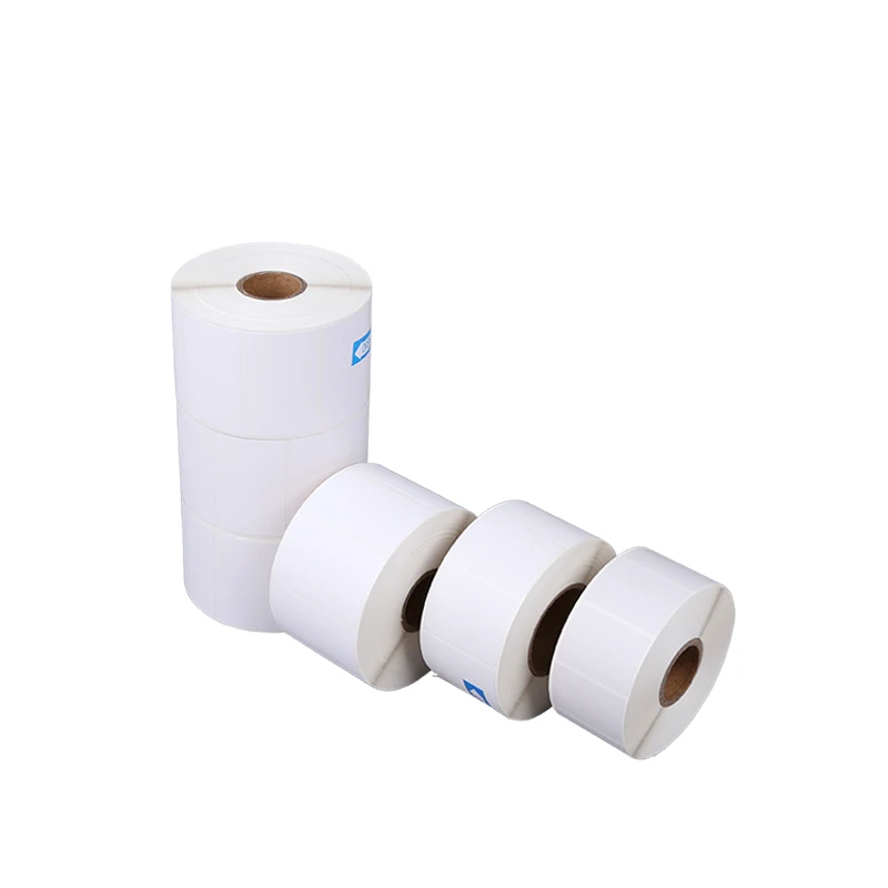 Direct manufacturing white glassine 58 x 30 mm with high quality three way protect barcode asset thermal sticker label