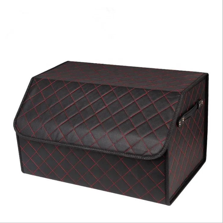 Foldable leather car trunk organizer