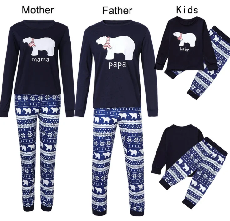 2021 New wholesale drop shipping lovely polar bear printed family  matching christmas  pajamas sets  christmas  pajamas