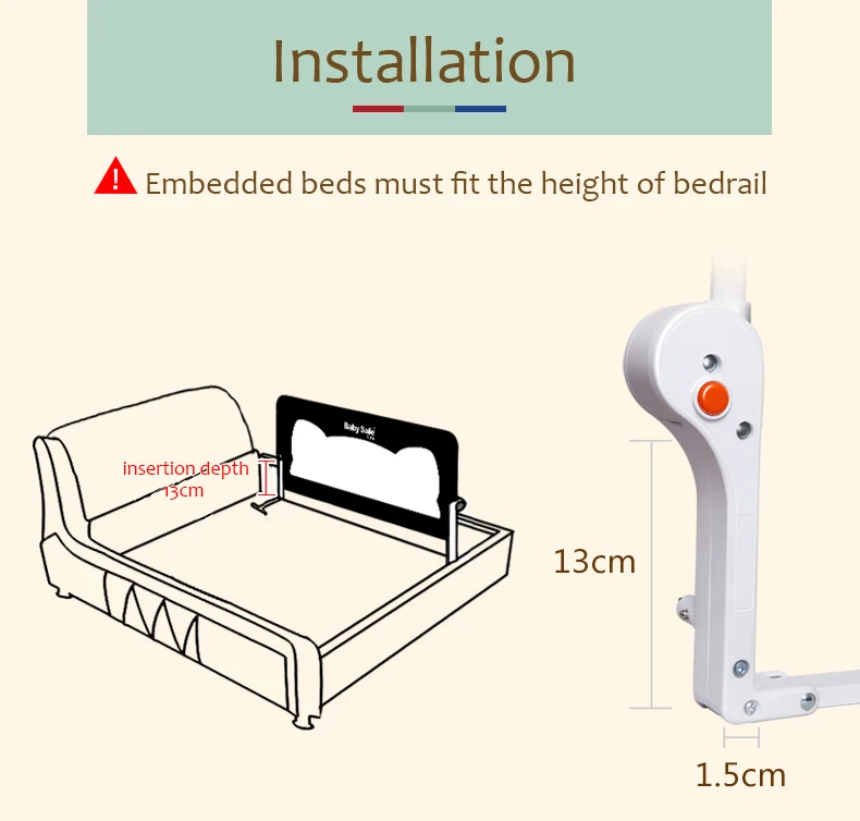 Foldable Child Safety Baby Bed Rail Barrier Fence Bed Side Barrier Guard For Kids Baby Bed Fence