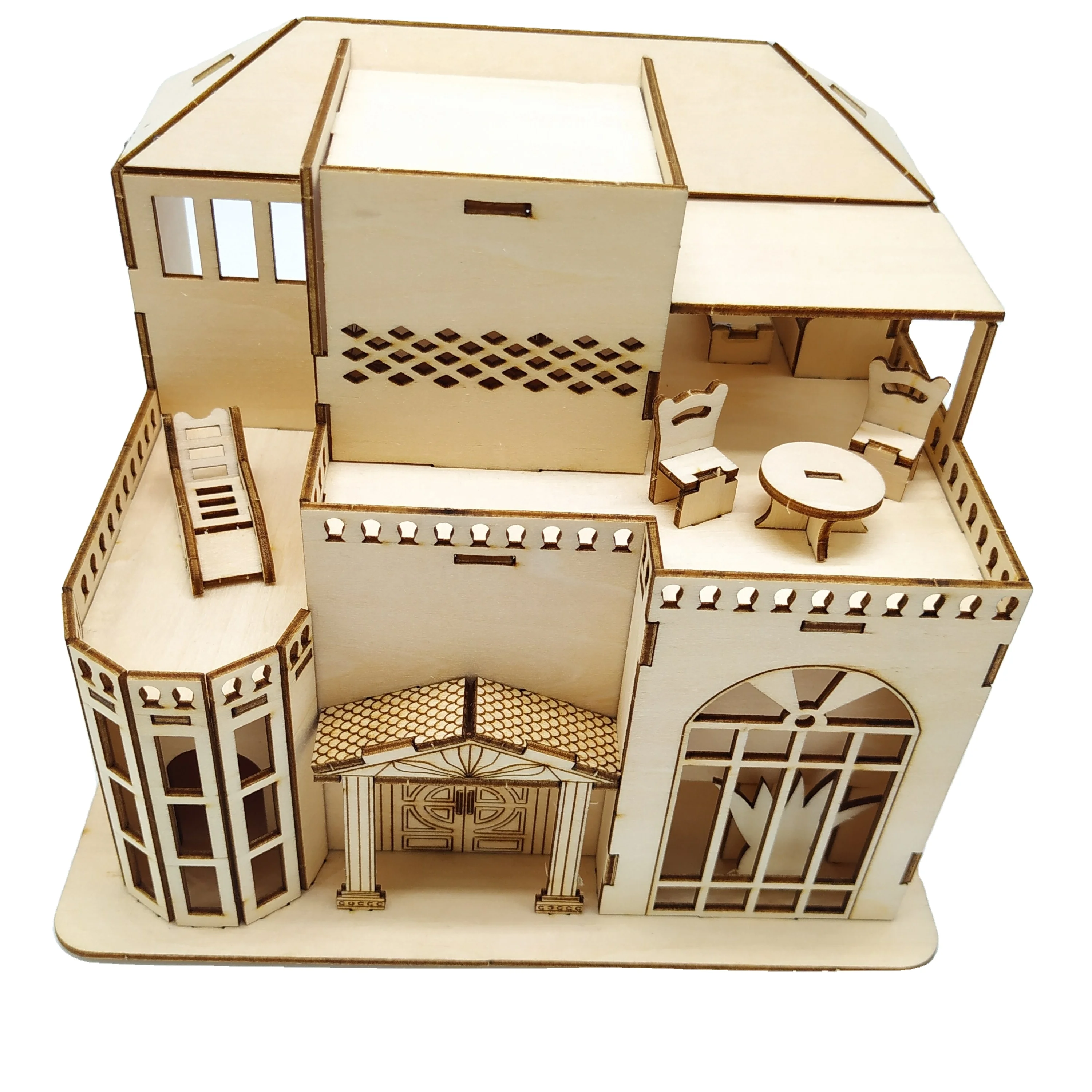 Laser Cut Western-style House Kids Jigsaw Puzzles Educational Toy 3d Kids Wooden Puzzle Supplier Kids Puzzle Cartoon DIY