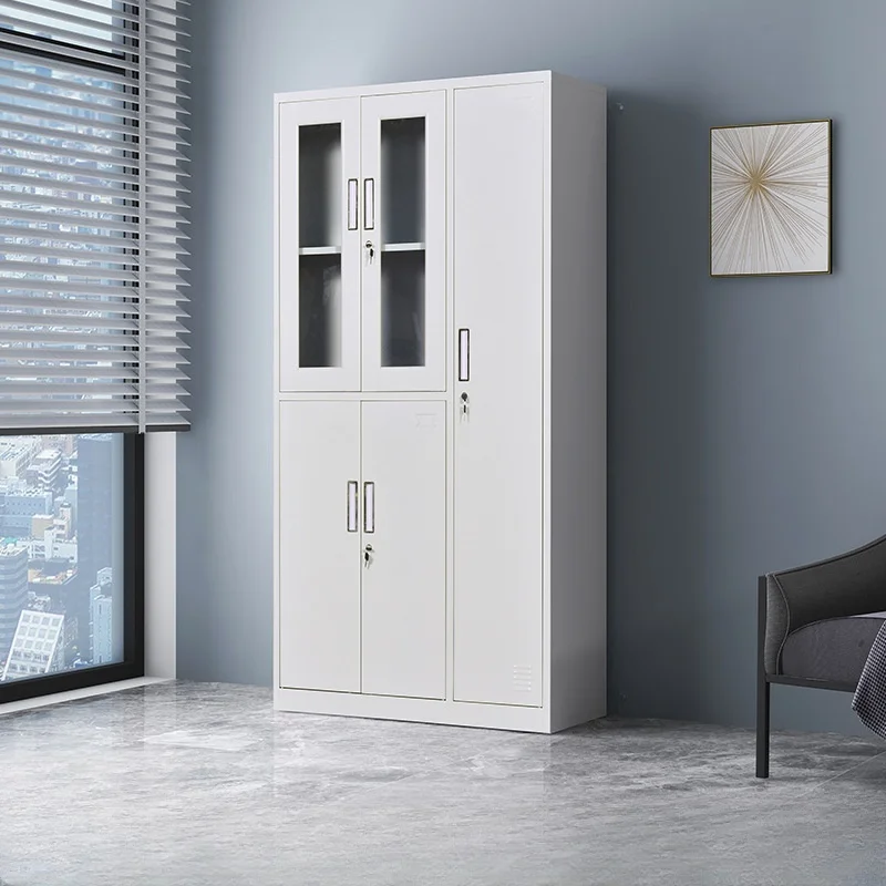 Fireproof 5 Door With Glass Locker Wardrobe Changing Room Clothes Storage Locker Cabinet With Key