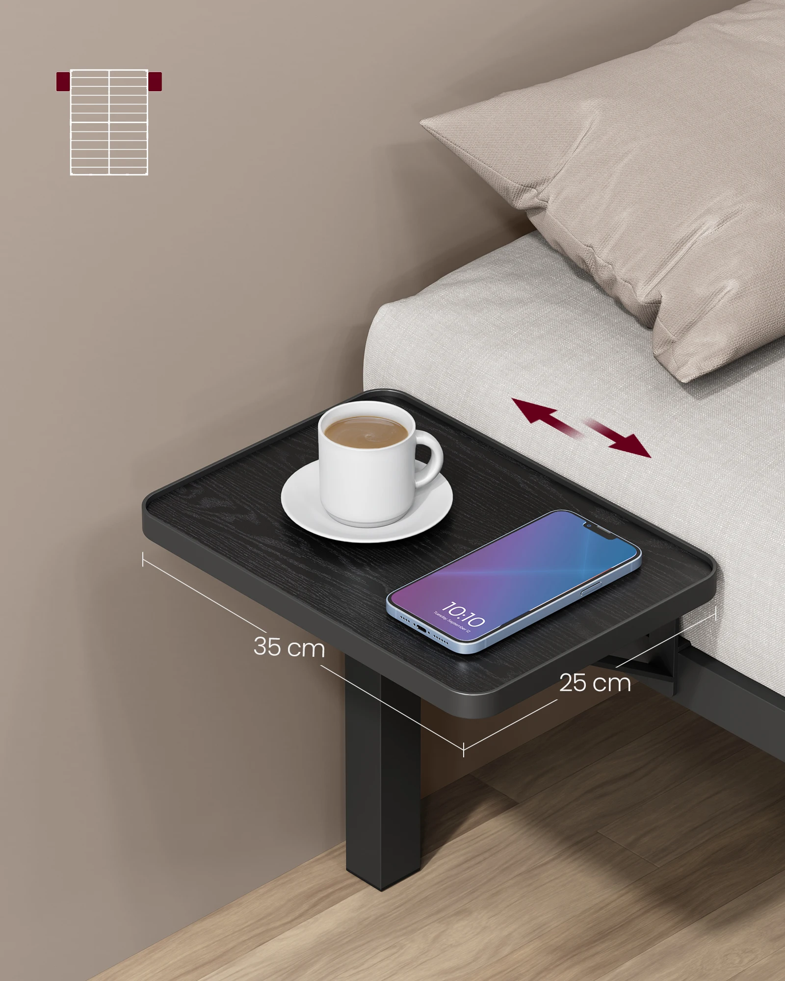 VASAGLE Modern Apartment industrial Metal Platform Bed Frame With Storage shelf