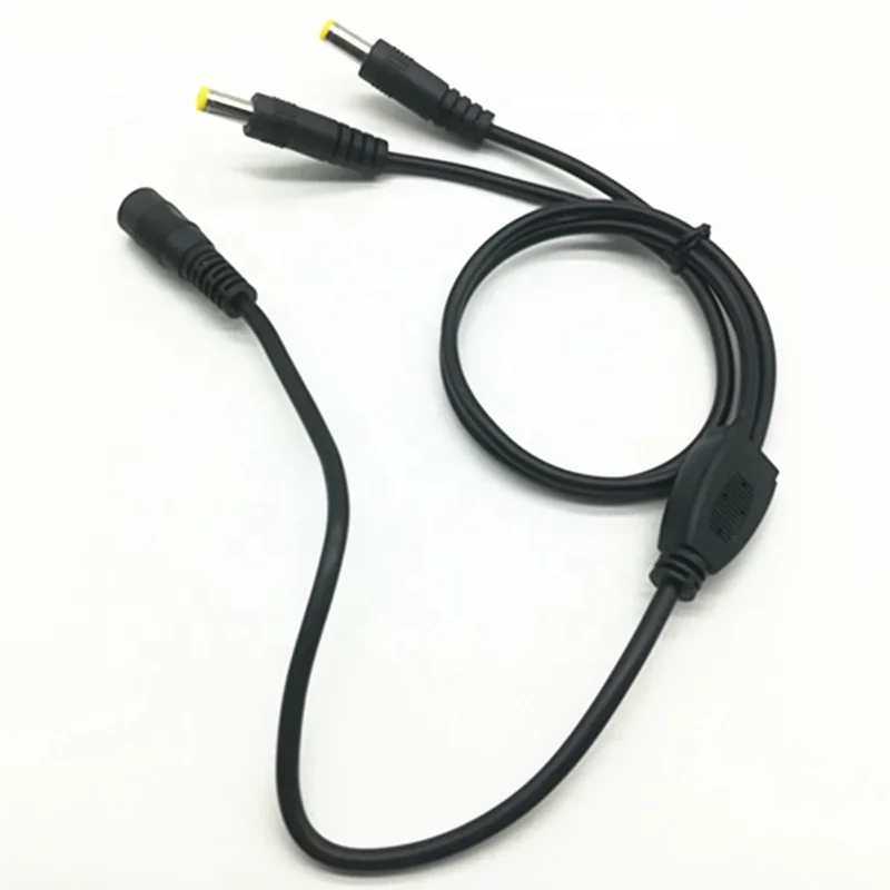 Wholesale 5.5*1.7mm DC female to 2 male DC 5.5x1.7mm dc power plug splitter cable for Laptop Charger